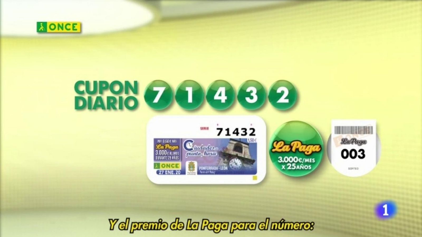Sorteo ONCE - 27/01/20 - ver ahora