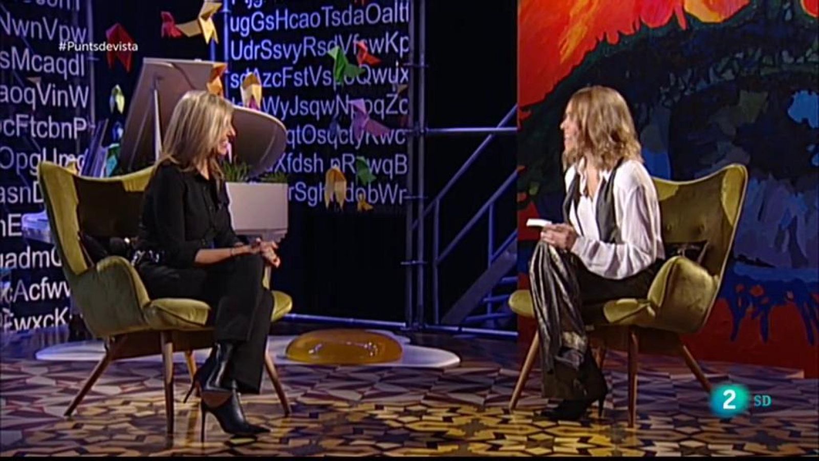 L'escriptora Marta Robles i l'actor Josep Maria Pou a Punts de vista