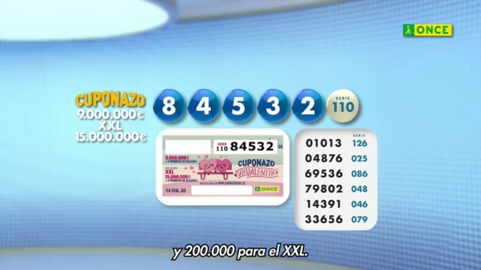 Sorteo ONCE - 14/02/20 - ver ahora