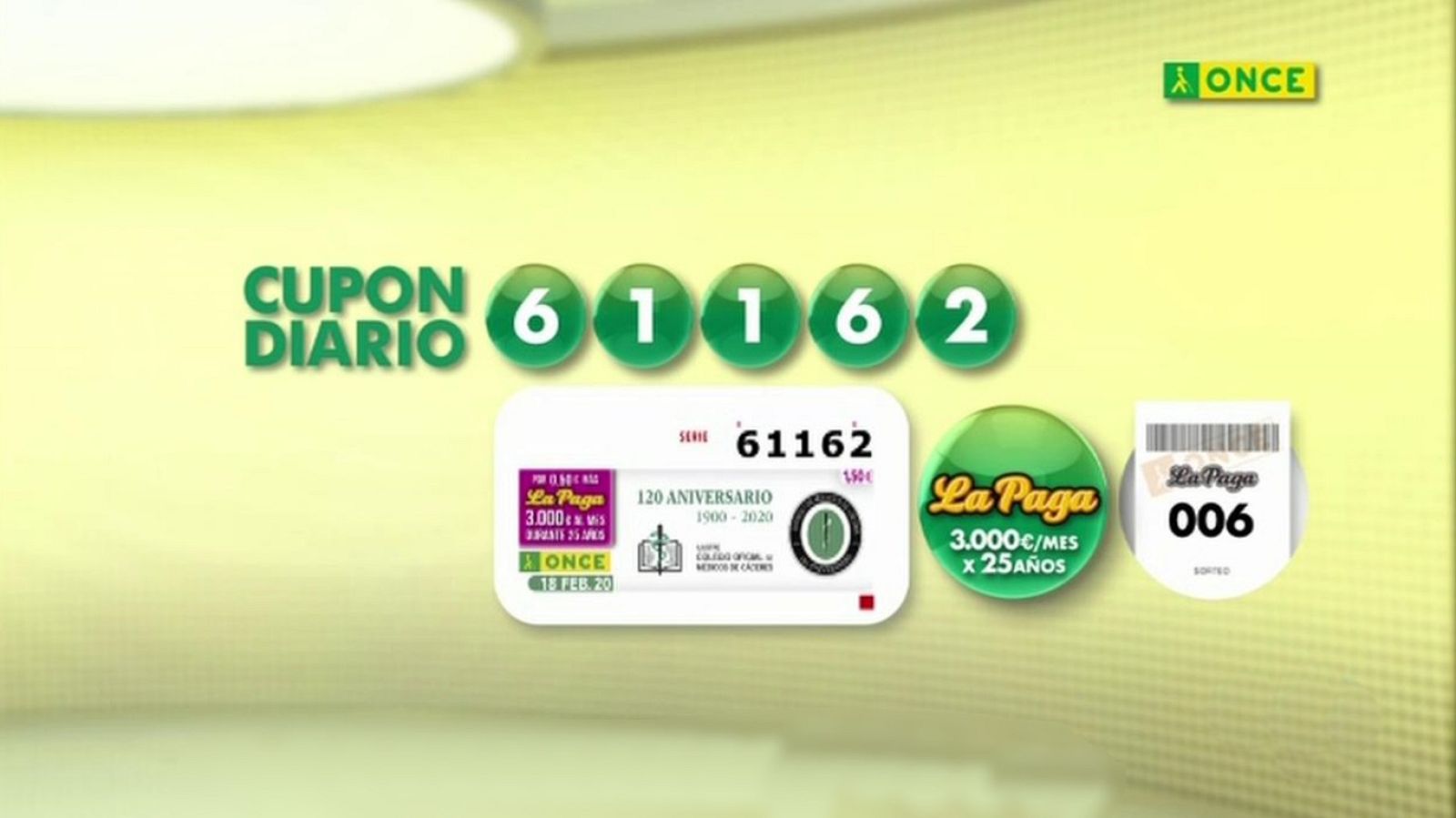 Sorteo ONCE - 18/02/20 - ver ahora