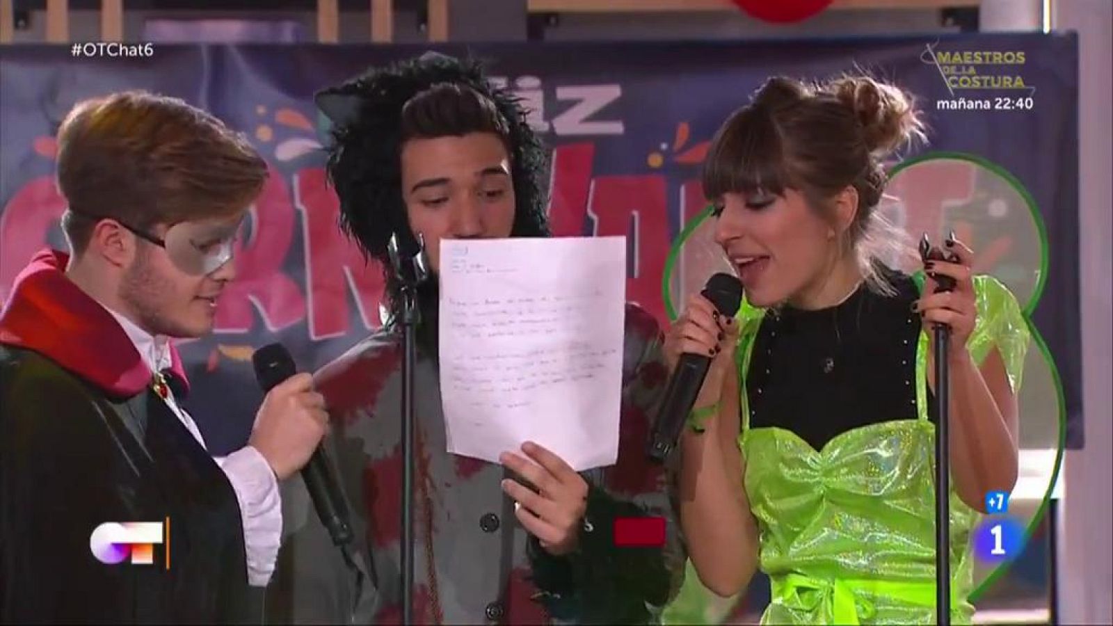 Gèrard, Bruno y Maialen cantan "Lo echamos a suertes" en El Chat de Operación Triunfo 2020