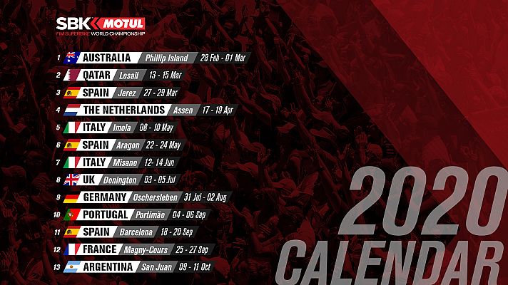 Motociclismo - El calendario del WorldSBK 2020, en dos minutos
