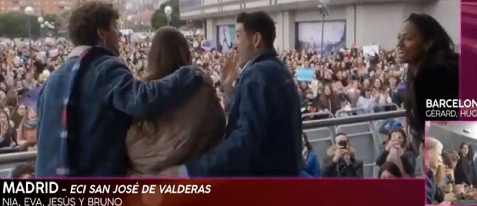 Nia, Jesús, Bruno y Eva en su primera toma de contacto con los fans de Madrid