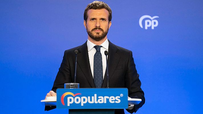 Telediario 1 - Casado apoya el estado de alarma pero reprocha a Sánchez "negligencias"