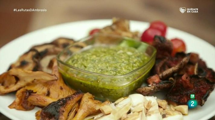 RTVE Cocina - Receta de Parrillada de setas al pesto ibérico