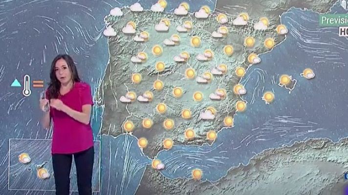 Telediario 1 - La Aemet prevé para hoy altas temperaturas en los valles del Ebro, Tajo, Guadiana y Guadalquivir