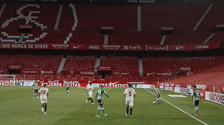 Telediario 1 - El derbi Sevilla - Betis estrena la nueva normalidad en el fútbol español