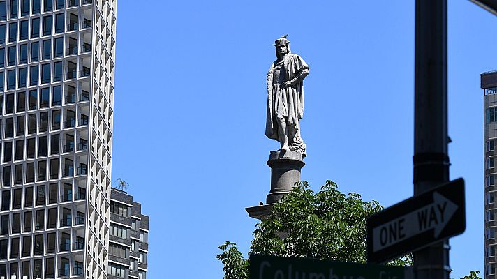 Telediario 1 - El alcalde de Nueva York defiende la permanencia de la estatua de Colón