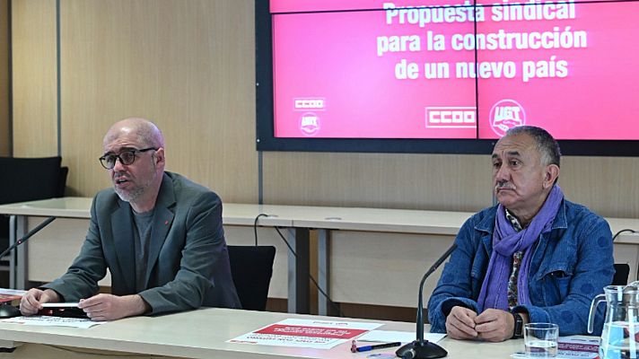 Telediario 1 - Los sindicatos reconocen "escollos" en la negociación de los ERTE pero descartan una ruptura del diálogo