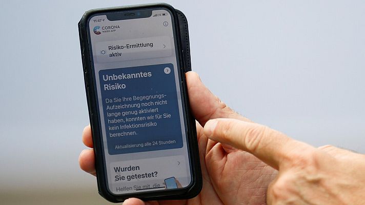 Telediario 1 - Alemania lanza una 'app' para rastrear cadenas de contagios de Covid-19