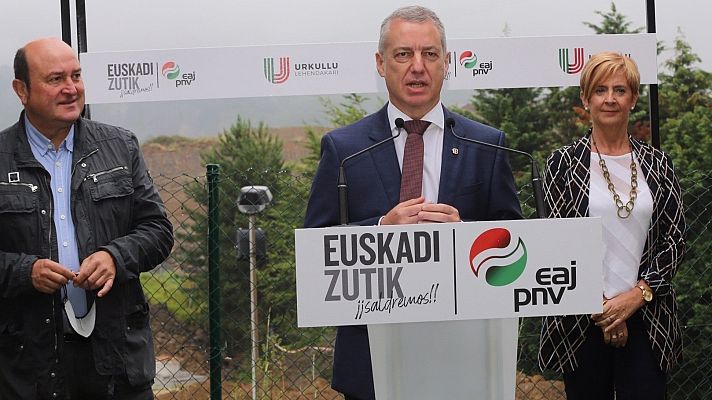 Telediario 1 - Urkullu pide una "mayoría sólida", Bildu se compromete con el "derecho a decidir" y Mendia dice ser "la izquierda útil"