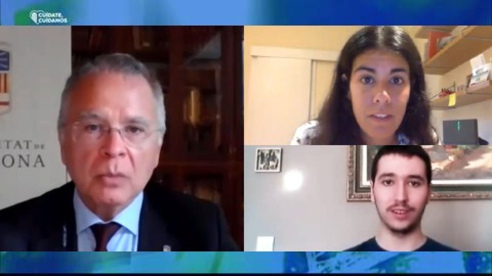 Noms propis connectats - Joan Elias, rector de la Universitat de Barcelona, i els estudiants Eulàlia Elena i Eduard Garrabou