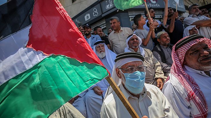 Telediario 1 - De momento Benjamín Netanyahu no ha cumplido su propósito de decretar parte de la Cisjordania ocupada como territorio israelí