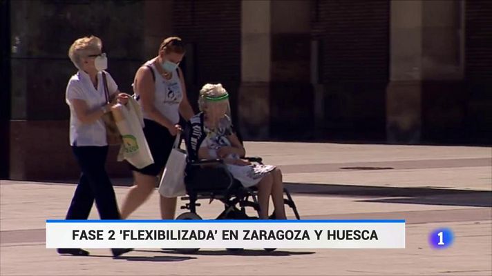 Telediario 1 - Siete de cada diez aragoneses se han levantado este martes en Fase 2