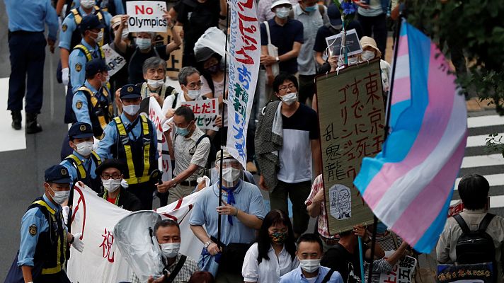 Telediario 1 - Manifestación para pedir la cancelación definitiva de los Juegos de Tokio