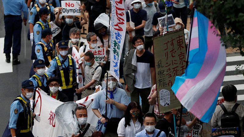 Manifestación para pedir la cancelación definitiva de los Juegos de Tokio