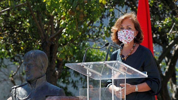 Telediario 1 - Calvo defiende la decisión del rey emérito frente a las críticas de Unidas Podemos