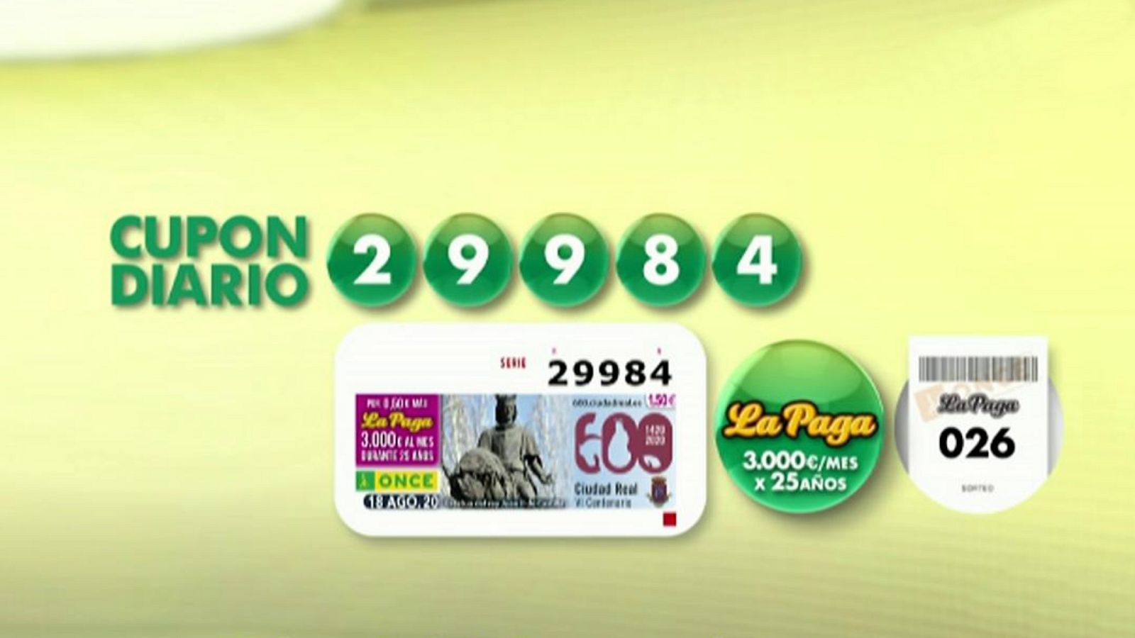 Sorteo ONCE - 18/08/20 - ver ahora