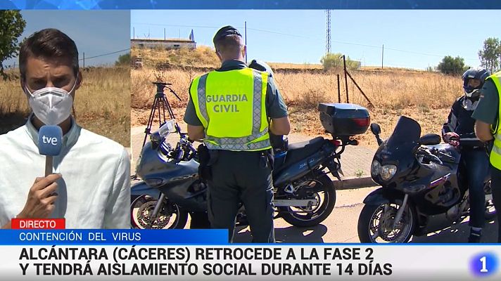 Telediario 1 - Los vecinos de Alcántara, aislados durante 14 días tras detectar un brote de coronavirus con 42 contagios