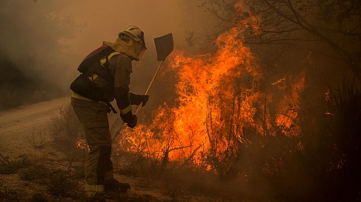 Telediario 1 - Más de 2.000 hectáreas quemadas en nueve incendios en Ourense