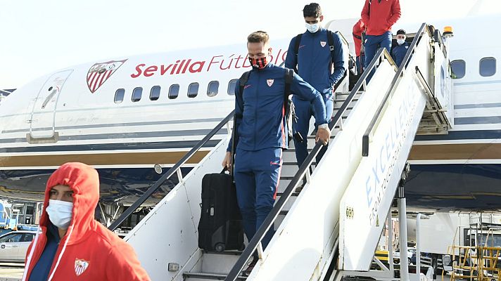 Telediario 1 - El Sevilla llega a Londres para iniciar su sexta participación en la Champions