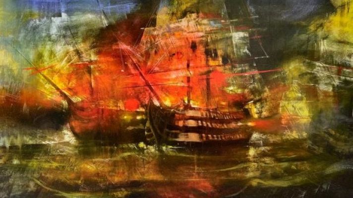 Telediario 1 - Un joven pintor malagueño recrea la batalla de Trafalgar en 40 cuadros