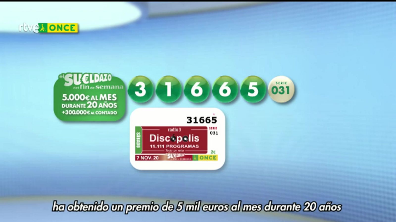 Sorteo ONCE - 07/11/20 - ver ahora