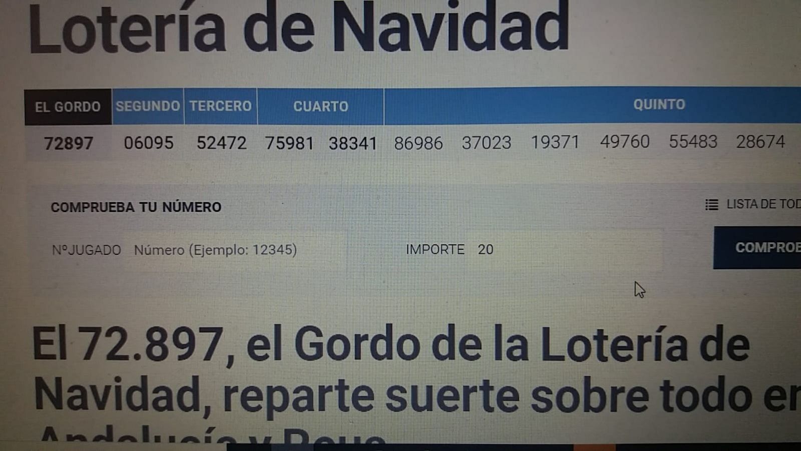 Premios, anécdotas y el comprobador de décimos en RTVE.es