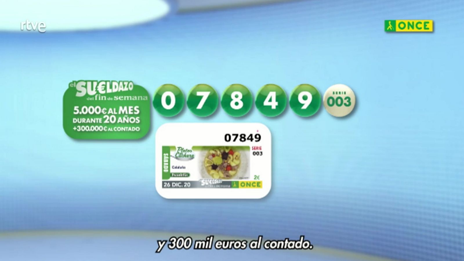 Sorteo ONCE - 26/12/20 - ver ahora