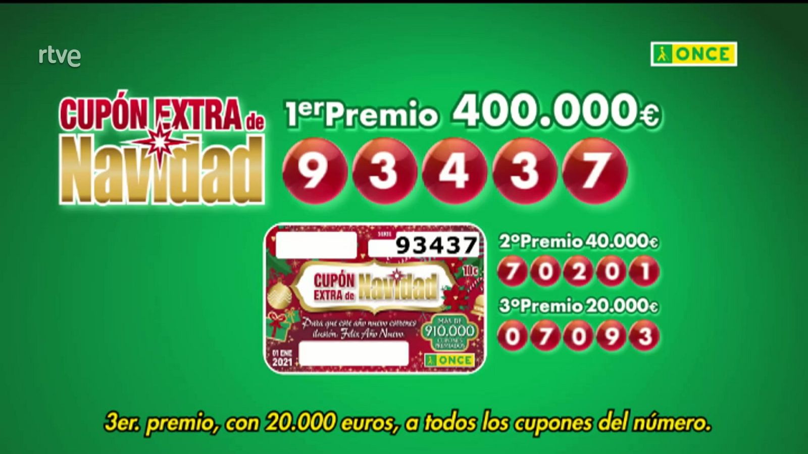 Sorteo Extraordinario ONCE - 01/01/21 - ver ahora
