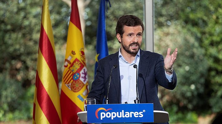 Telediario 1 - Casado denuncia que Sánchez e Illa estén de campaña en Cataluña y no tomen medidas contra la pandemia