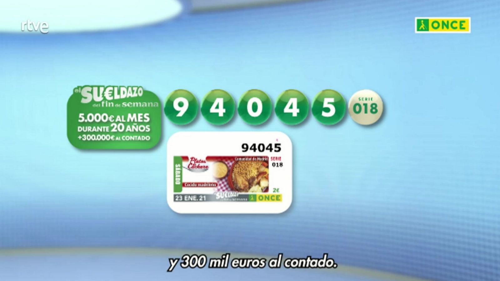 Sorteo ONCE - 23/01/21 - ver ahora