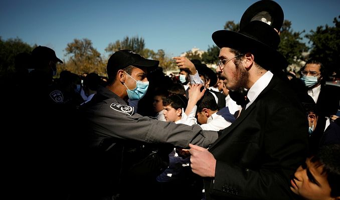 Telediario 1 - Protestas ultraortodoxas contra las restricciones impuestas en Israel