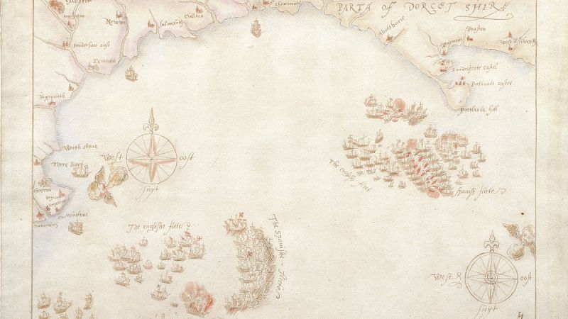 Aparecen en Reino Unido 10 mapas que cuentan el paso por el Canal de la Mancha de la Armada Invencible en 1588