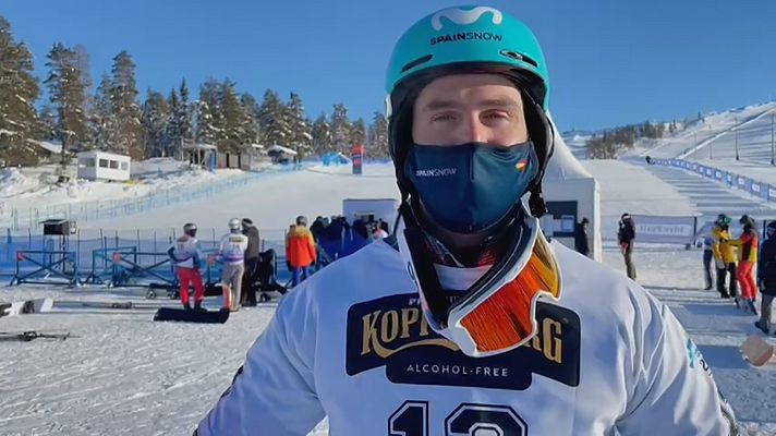 Telediario 1 - Eguibar, finalista en el Mundial de Snowboard y "muy contento" con el circuito sueco