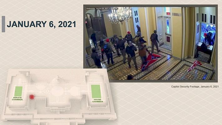 Telediario 1 - Los "fiscales" presentan pruebas de la incitación a la insurrección en el 'impeachment' contra Trump