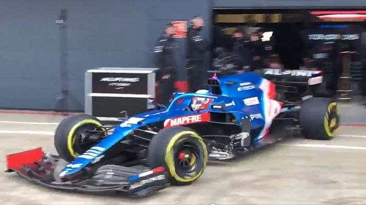Telediario 1 - El Alpine de Alonso ya rueda en Silverstone