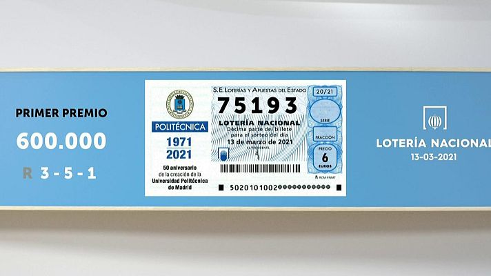 SELAE - Sorteo de la Lotería Nacional del 13/03/2021