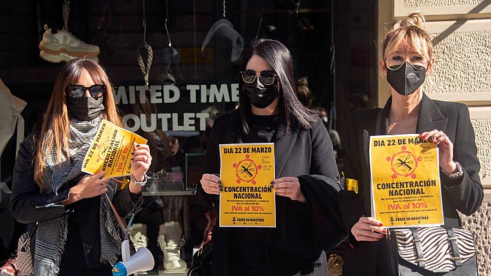 Telediario 1 - Peluquerías y estéticas protestan en toda España para pedir un IVA al 10%