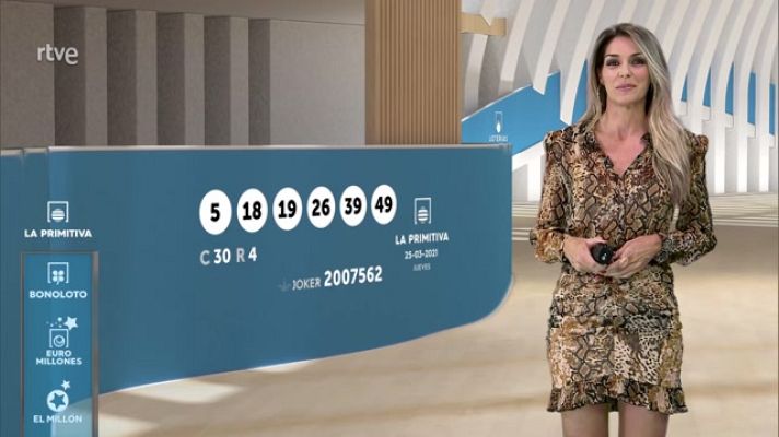 Loterías - Sorteo de la Lotería Nacional, Bonoloto, Primitiva y Jóker del 25/03/2021