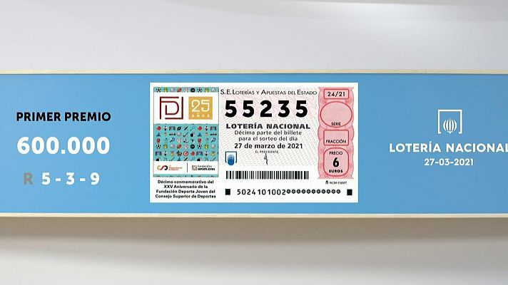 SELAE - Sorteo de la Lotería Nacional del 27/03/2021