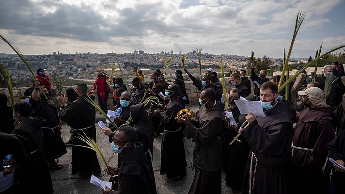 Telediario 1 - Jerusalén celebra la procesión del Domingo de Ramos sin turistas y solo con peregrinos locales