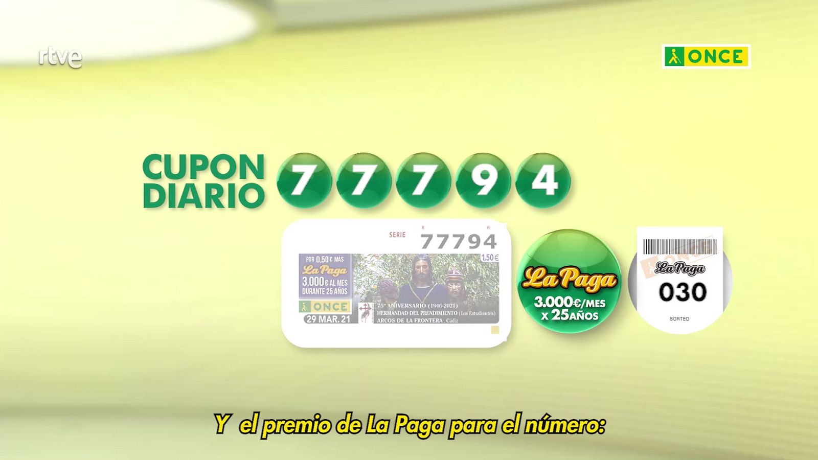 Sorteo ONCE - 29/03/21 - ver ahora
