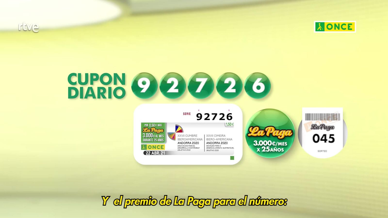 Sorteo ONCE - 22/04/21 - ver ahora