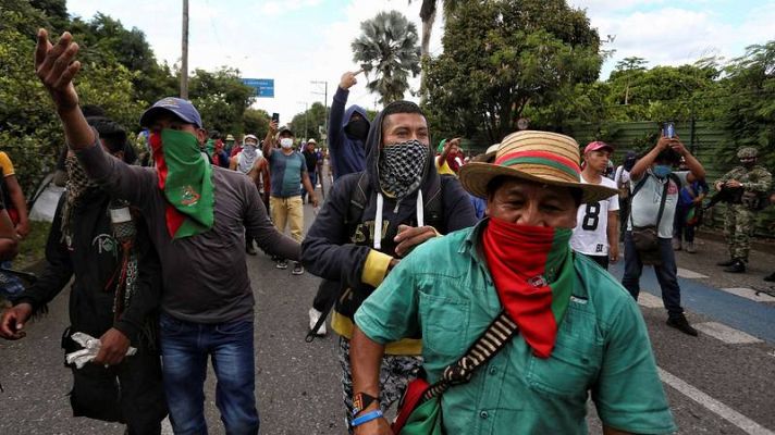 Telediario 1 - Nuevos incidentes en Cali tras choques entre civiles armados e indígenas