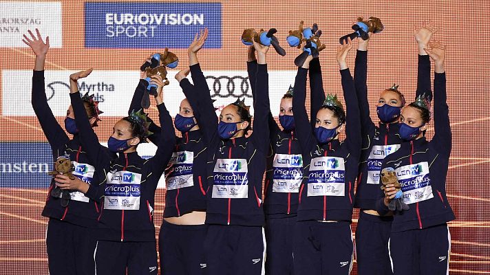 Natación - Así recibió la medalla de plata el equipo español de rutina libre