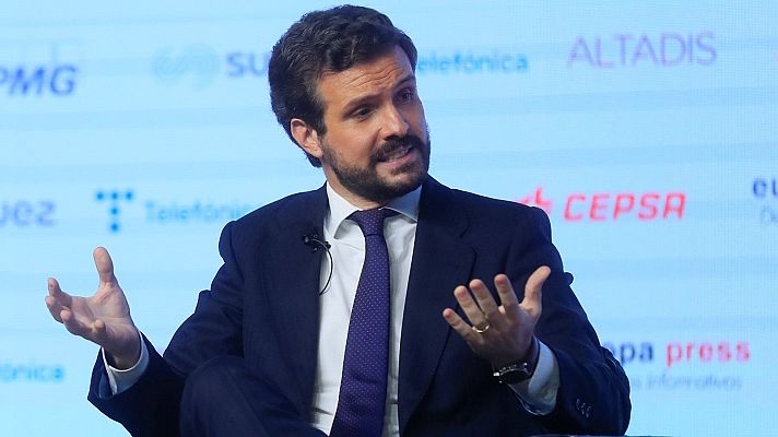 Telediario 1 - Casado defiende ir a la manifestación contra los indultos y rechaza las críticas a una posible foto de Colón