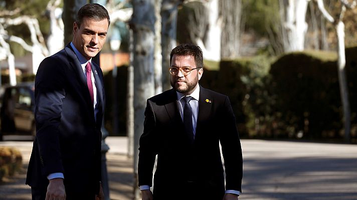 Telediario 1 - Sánchez y Aragonès comparten la apuesta por el "diálogo" y se citan en La Moncloa este mes