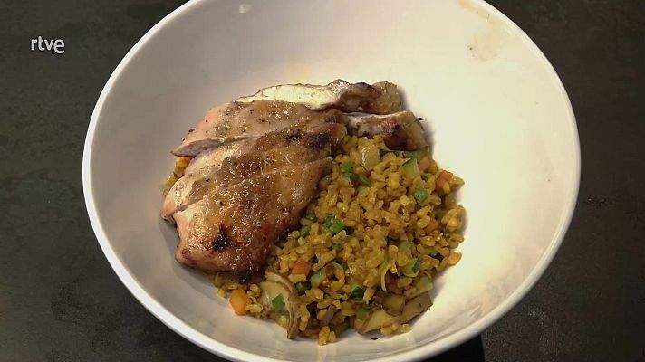 Como sapiens - Receta de arroz con verduras y pollo a la brasa