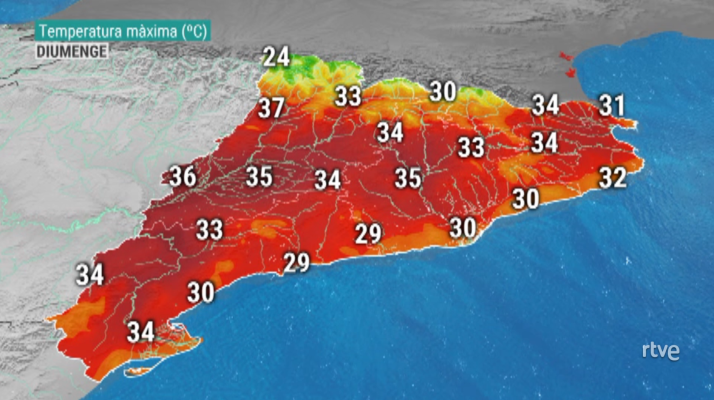  - Evolució de les temperatures màximes els pròxims dies